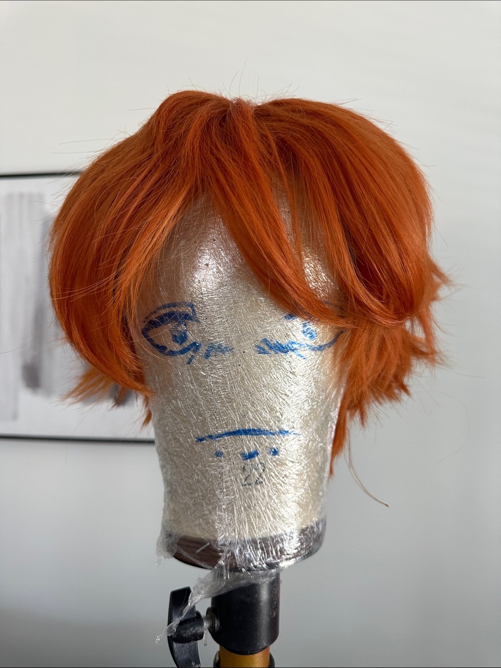 Short Layered Women's Wig in Vibrant Orange - Soft Side Fringe